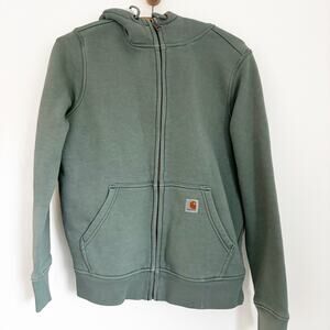 Carhartt Hoodie Clarksburg Sweatshirt Sherpa Lined Relaxed Fit XS tiny hole